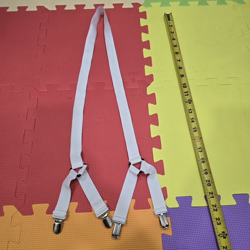 White Elastic Bed Sheet Straps - Adjustable Corner Clips Grippers Fasteners